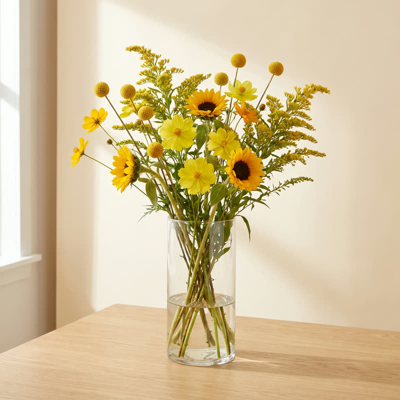 Gathered yellow meadow arrangement