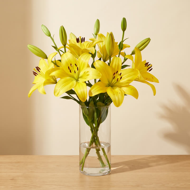 Yellow Asiatic lily arrangement
