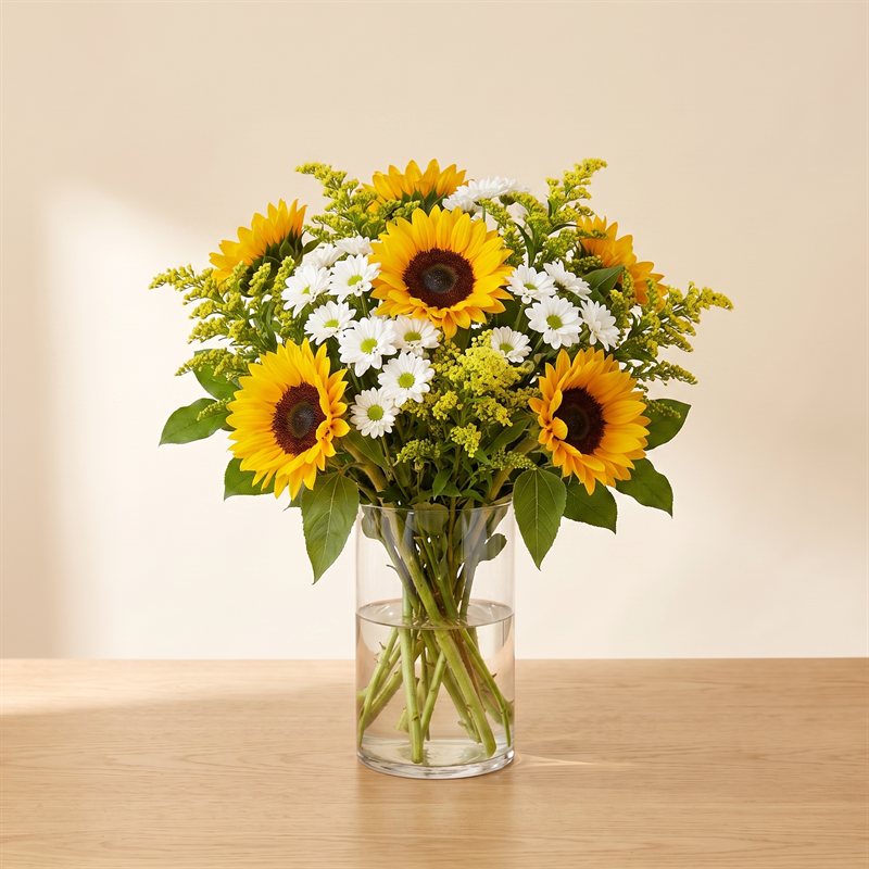 Cheerful sunflower get-well arrangement